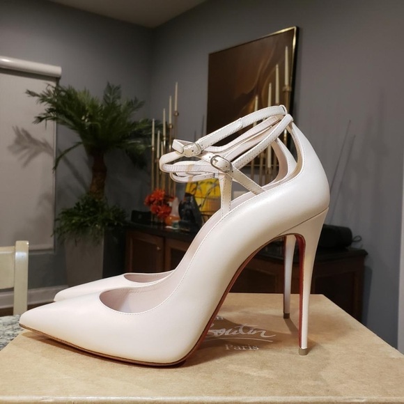 NEW Christian Louboutin Conclusive Pump in Crème Leather 100mm Heel Size 40.5 - Picture 5 of 12